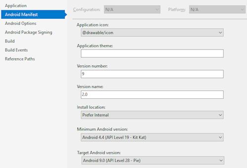 Xamarin Android Manifest Settings to fix bug